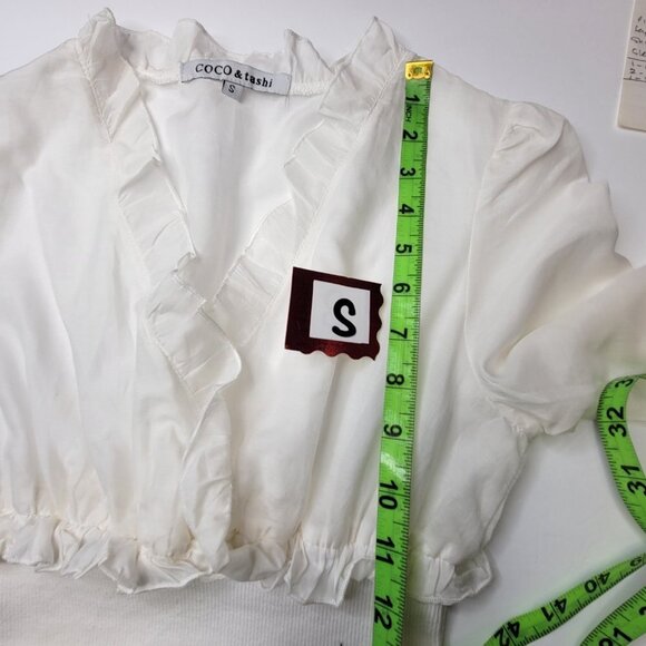 WHITE Cotton Silk Light Frilly Long Sleeve Top VARIOUS SIZES S M L - Picture 9 of 16